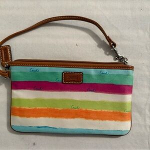 Coach Multicolor Striped Wristlet
